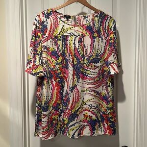 Talbots woman floral print flutter sleeve blouse 2X